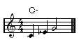 Moll-Dreiklang in der Grundstellung als Arppegio im Notenbild Moll-Dreiklang in der Grundstellung als Arppegio im Notenbild
